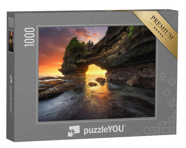 Puzzel 1000 stukjes „Zonsondergang bij Batu Bolong en Tanah Lot, Bali, Indonesië“