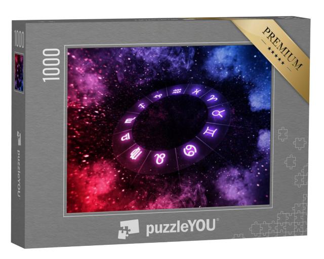 Puzzel 1000 stukjes „Dierenriemtekens binnen de horoscoopcirkel op het universum“