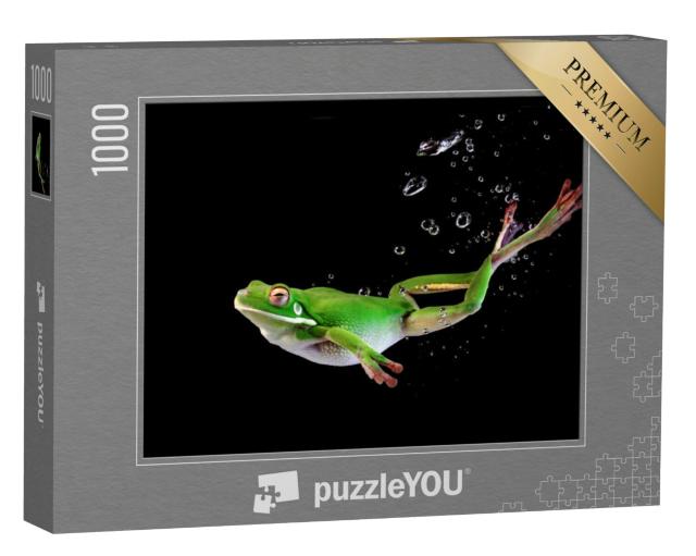 Puzzel 1000 stukjes „Wit gefluisterde kikker in het water“