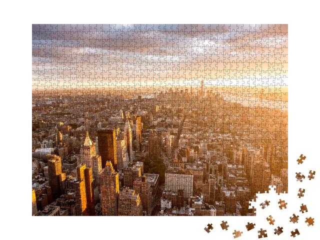 Puzzle 1000 Teile „Wunderschöner Sonnenuntergang über Manhattan“