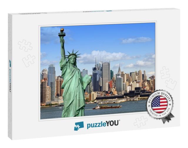 New York City Skyline Cityscape with Statue of Liberty Ov... Jigsaw Puzzle