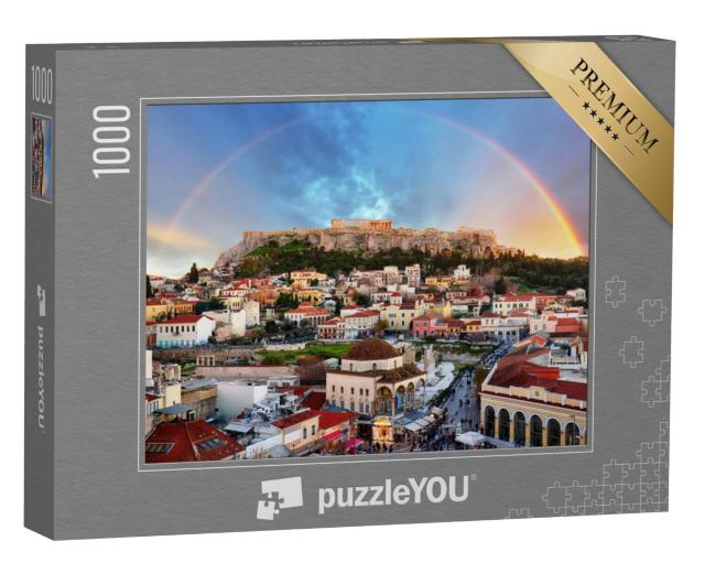 Puzzel 1000 stukjes „Regenboog over de Akropolis, Athene“