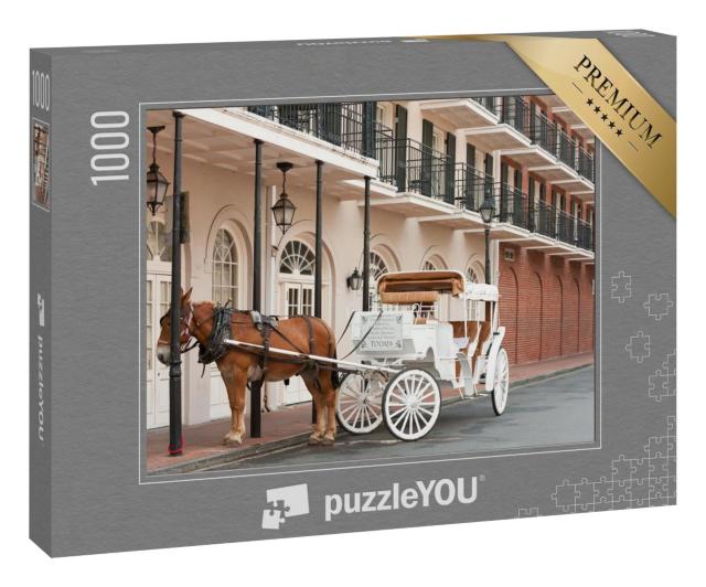 Puzzle 1000 Teile „Elegante Pferdekutsche im French Quarter, New Orleans“