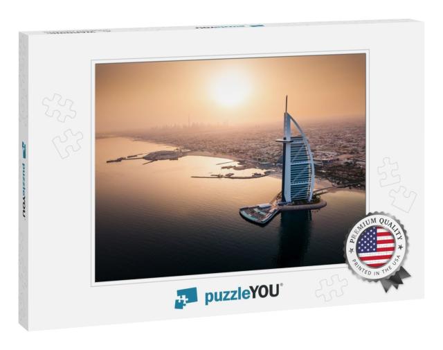 Dubai Seaside Skyline with Luxury Hotel Aerial View At Su... Jigsaw Puzzle