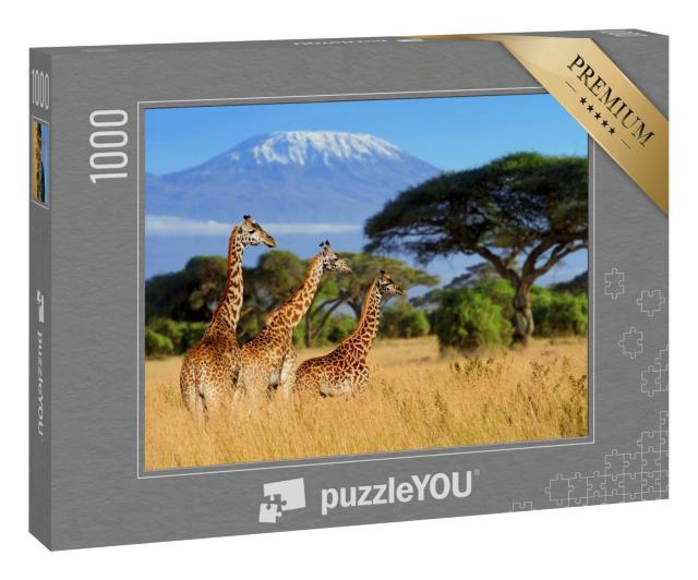 Puzzle 1000 Teile „Giraffen vor dem Kilimandscharo, Nationalpark von Kenia, Afrika“
