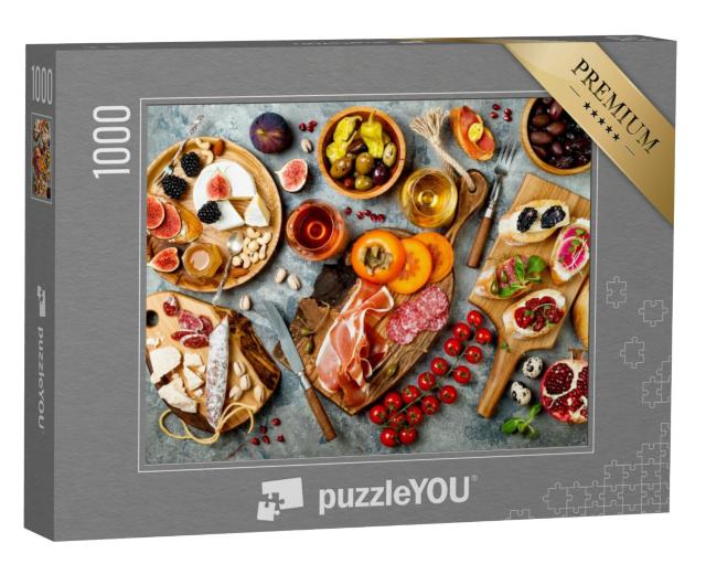 Puzzel 1000 stukjes „Voorgerechttafel met Italiaanse antipasti“