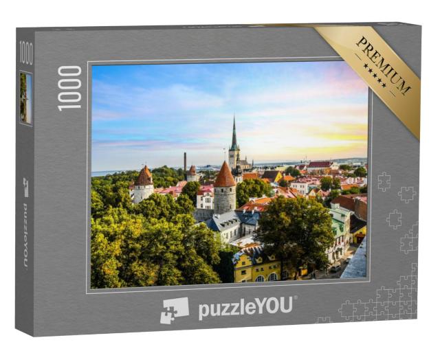 Puzzel 1000 stukjes „Uitzicht op de middeleeuwse stad Tallinn in Estland“