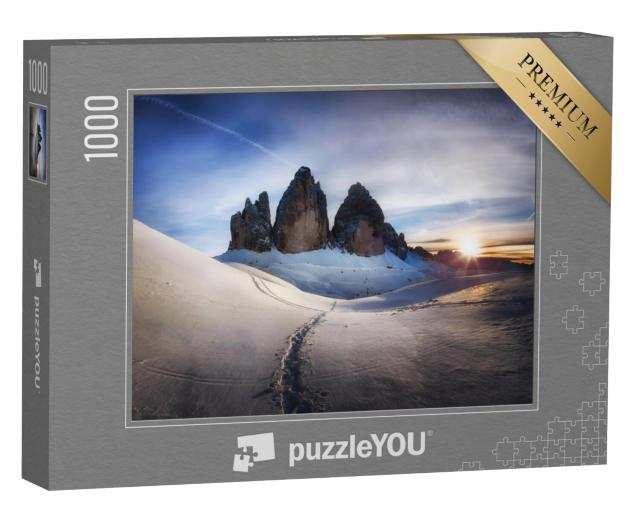 Puzzel 1000 stukjes „Winterochtend op de drie toppen, Dolomieten, Italië“