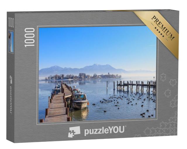 Puzzel 1000 stukjes „Boten aan de steiger in Gstadt am Chiemsee, Beieren, Duitsland“