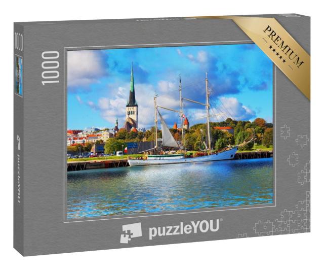 Puzzle 1000 Teile „Historischer Großsegler vor der Altstadt von Tallinn, Estland“