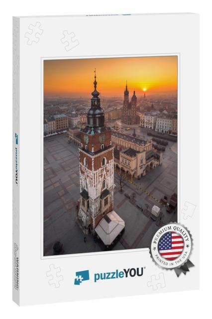 Aerial View of the Market Square in Cracow in Sunrise Tim... Jigsaw Puzzle