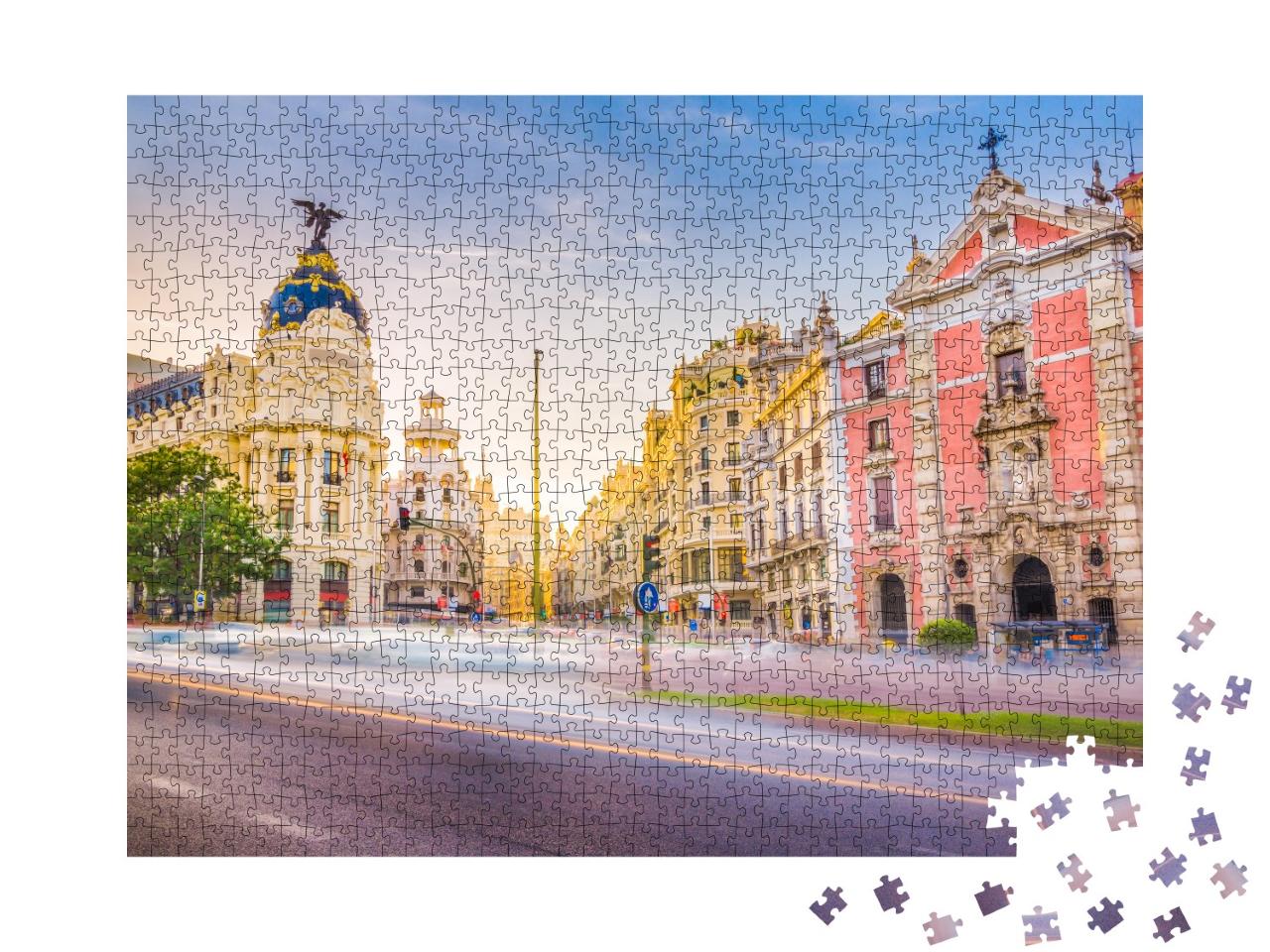 Puzzle 1000 Teile „Gran Via, Stadtzentrum von Madrid, Spanien“