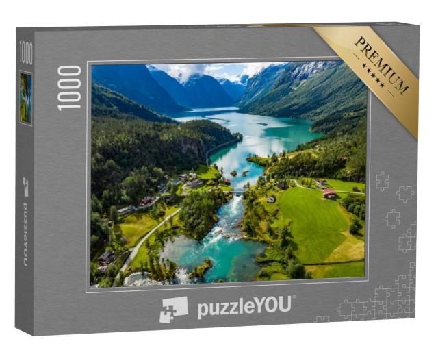 Puzzel 1000 stukjes „Lovatnet-meer in de Lodal-vallei, Noorwegen“