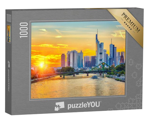 Puzzel 1000 stukjes „Zonsondergang boven Frankfurt am Main, Duitsland“