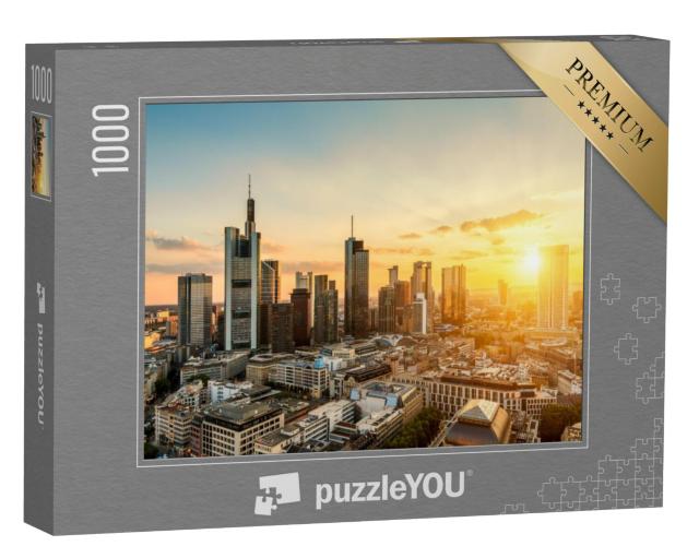 Puzzel 1000 stukjes „Skyline van Frankfurt am Main bij zonsondergang“