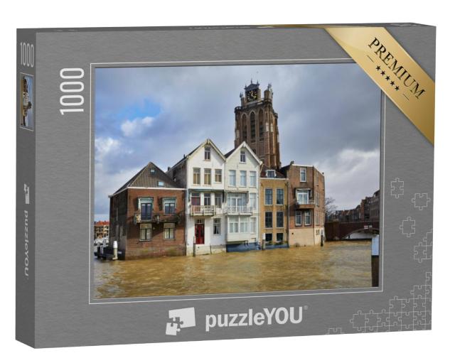 Puzzel 1000 stukjes „Dordrecht met de Onze-Lieve-Vrouwekerk in de winter, provincie Zuid-Holland“