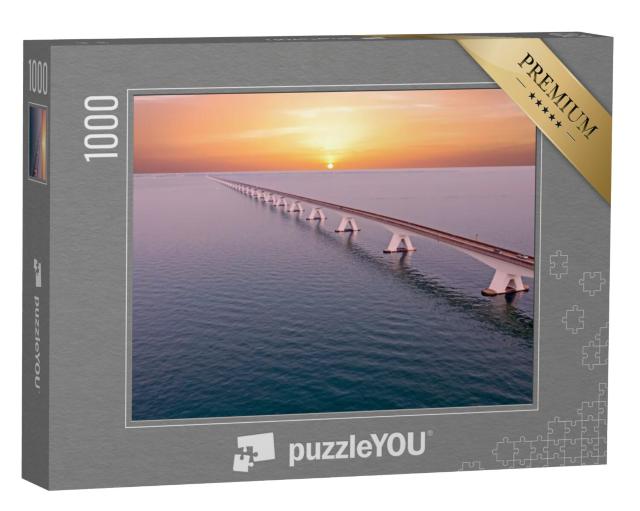 Puzzel 1000 stukjes „Luchtfoto van de langste Zeeuwse brug in Nederland“