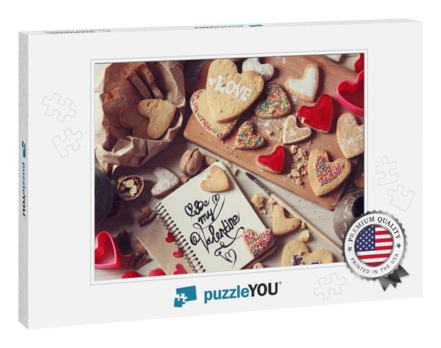 Cooking of Homemade Cookies for Valentines Day... Jigsaw Puzzle