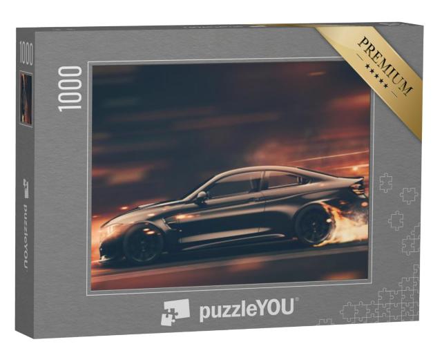 Puzzel 1000 stukjes „Een zwarte sportwagen“