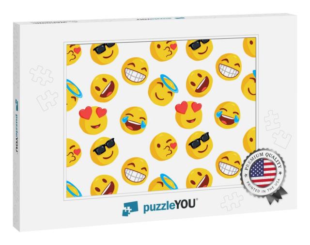 Emoticon & Emoji Pattern, Emoji Vector Illustration, Emot... Jigsaw Puzzle