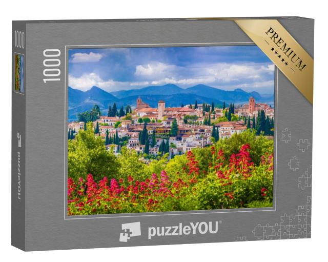 Puzzel 1000 stukjes „Uitzicht op de middeleeuwse wijk Albaicin in Granada, Spanje“