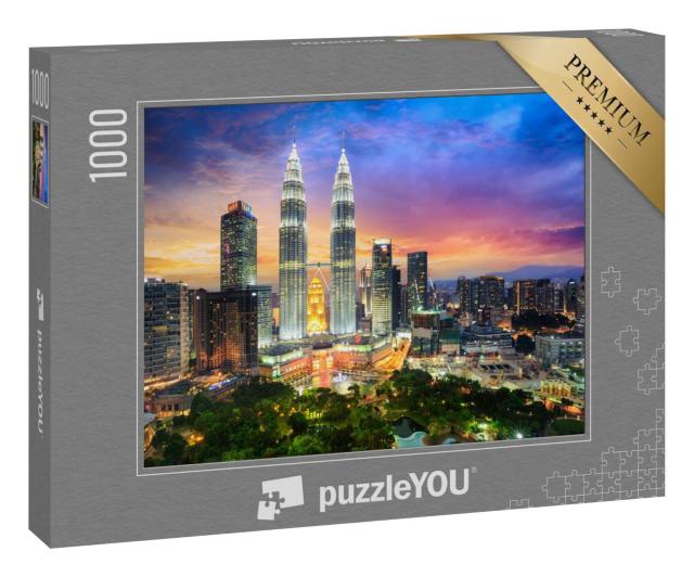 Puzzle 1000 Teile „Abenddämmerung über Kuala Lumpur, Hauptstadt von Malaysia“