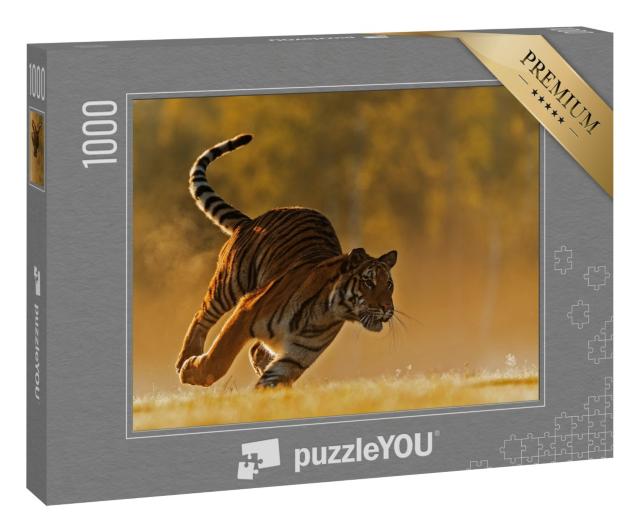 Puzzle 1000 Teile „Sibirischer Tiger im vollen Lauf auf der Jagd“