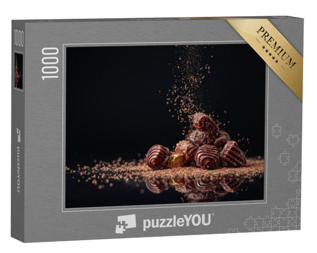 Puzzel 1000 stukjes „Chocoladesnoepjes, bestrooid met chocoladeschilfers“