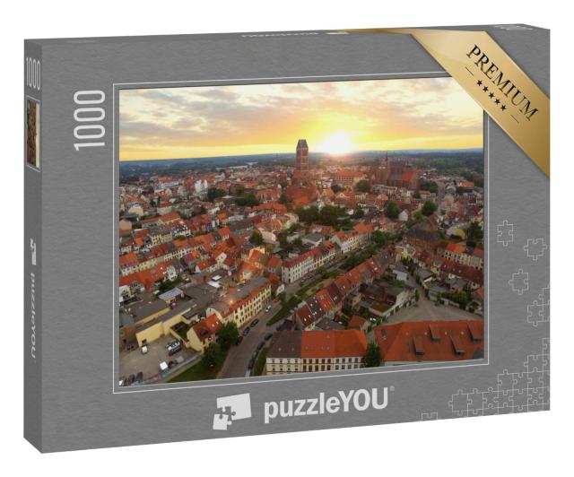 Puzzle 1000 Teile „ Historische Hansestadt Wismar im Sonnenuntergang“