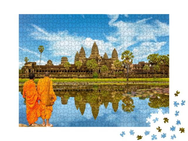 Puzzle 1000 Teile „Angkor Wat: Tempelanlage und größtes religiöses Monument der Welt, Kambodscha“