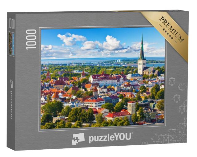 Puzzel 1000 stukjes „Panorama van de oude binnenstad van Tallinn, Estland“