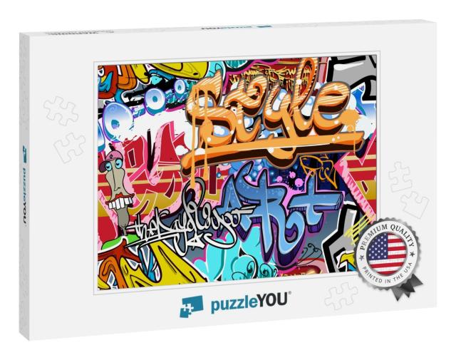 Graffiti Wall. Urban Art Background. Seamless Hip Hop Tex... Jigsaw Puzzle