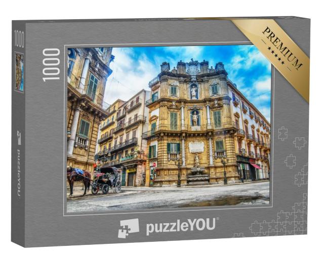 Puzzel 1000 stukjes „Quattro Canti, Piazza Vigliena als barok plein in Palermo, Sicilië“