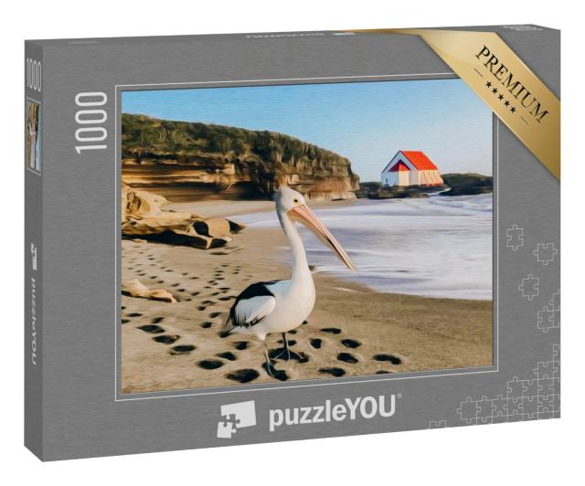 Puzzle „Ein Pelikan am Strand“