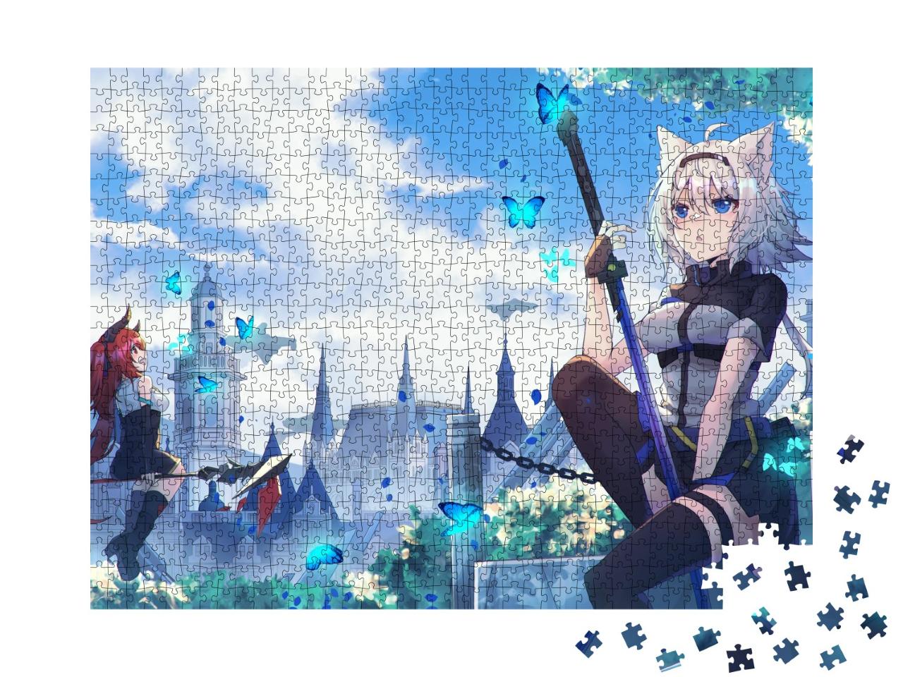Puzzle 1000 Teile „Anime-Mädchen im Stil einer Katze“