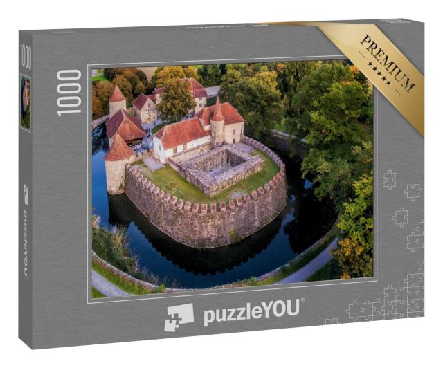 Puzzle 100 Teile „Wasserschloss von Hallwyl aus dem 13. Jahrhundert, Aargau, Schweiz“