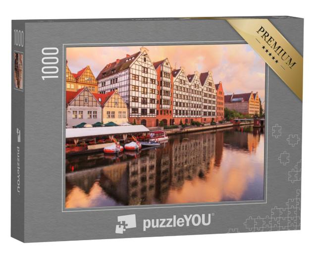 Puzzel 1000 stukjes „Oude stad van Gdansk met de rivier Motlava, Polen“