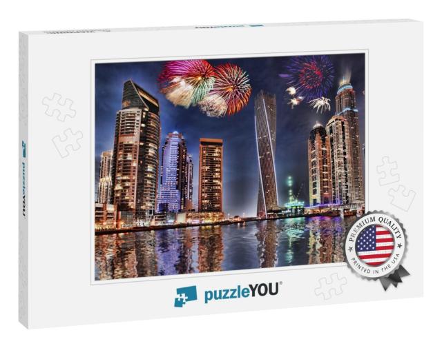 New Year Fireworks Display in Dubai Marina, Uae... Jigsaw Puzzle