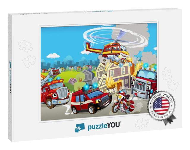 Cartoon Stage with Different Machines for Firefighting Co... Jigsaw Puzzle