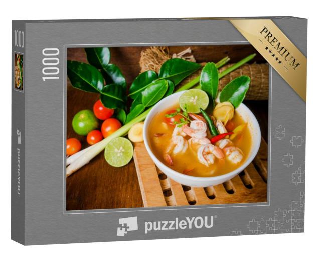 Puzzel 1000 stukjes „Tom yam kong of tom yum, kruidensaus uit Thailand“