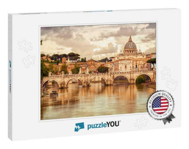 Morning View of Basilica St Peter & Bridge Sant Angelo in... Jigsaw Puzzle