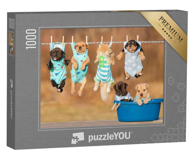 Puzzel 1000 stukjes „Grappige groep dierenkinderen“