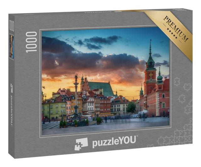 Puzzle 1000 Teile „Altstadt von Warschau: Schloss, Stadthäuser und Säule, lange Belichtung“