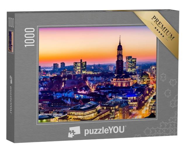 Puzzel 1000 stukjes „Hamburg in de avond“