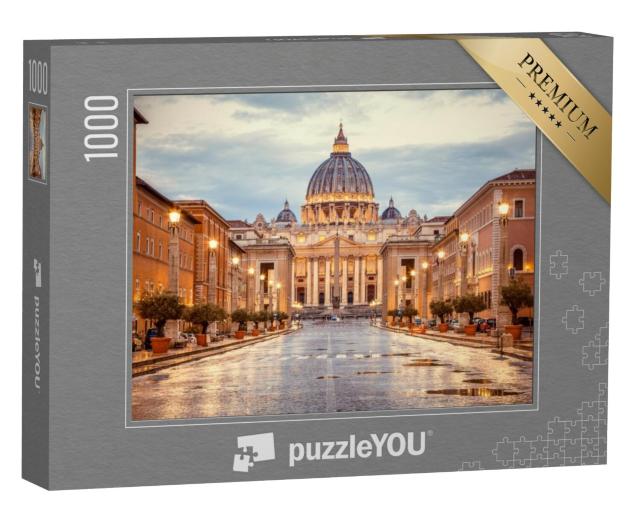 Puzzel 1000 stukjes „Sint-Pietersbasiliek in de avond vanaf de Via della Conciliazione in Rome“