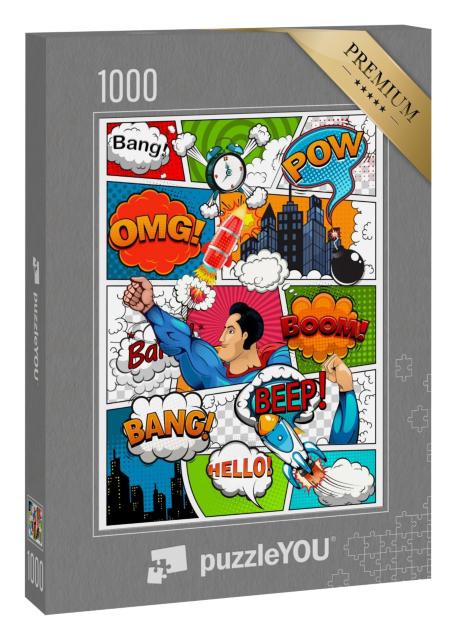 Puzzle 1000 Teile „Comic-Seite geteilt durch Linien mit Sprechblasen“