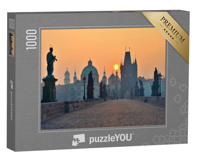 Puzzel 1000 stukjes „Zonsopgang boven Praag - uitzicht vanaf de Karelsbrug“