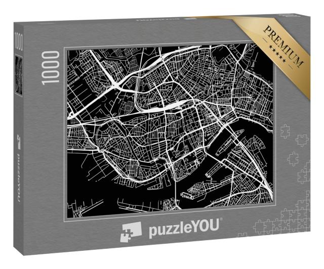 Puzzle 1000 Teile „Urbaner Vektor-Stadtplan von Rotterdam, Niederlande“