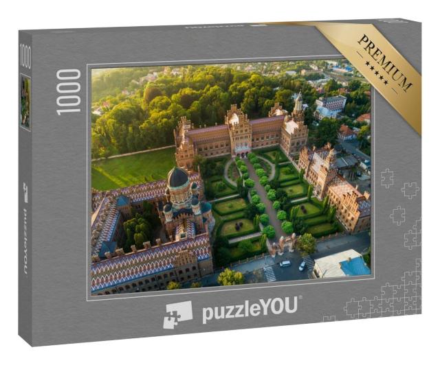 Puzzle 1000 Teile „Sonnenuntergang an der Yury Fedkovych Universität, Czernowitz, Ukraine“