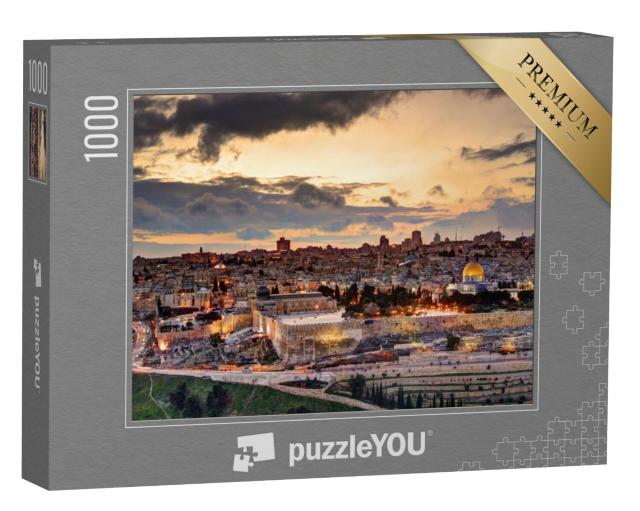 Puzzel 1000 stukjes „Jeruzalem: Rustige avondsfeer boven de Oude Stad“